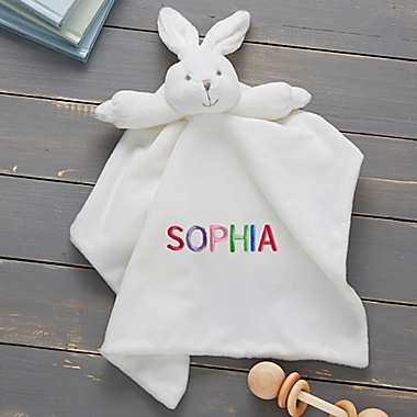 Rainbow Name Baby Bunny Personalized Security Blanket. View a larger version of this product image.