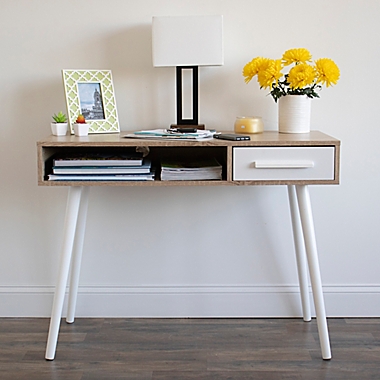 Humble Crew Writing Desk with Shelf and Drawer Storage. View a larger version of this product image.