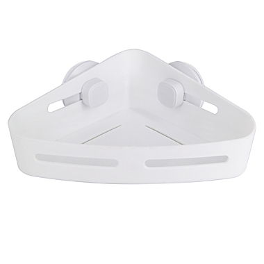 Simply Essential&trade; Suction Corner Shower Basket in White. View a larger version of this product image.
