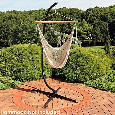 Sunnydaze 84-Inch Steel Hammock Chair C-Stand in Black. View a larger version of this product image.