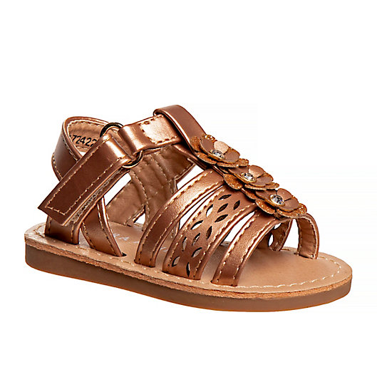 Alternate image 1 for Laura Ashley® Size 9-12M Open Toe Strappy Sandal in Brown