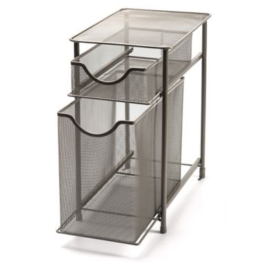 Squared Away&trade; 2-Tier Metal Mesh Cabinet Drawer in Nickel. View a larger version of this product image.