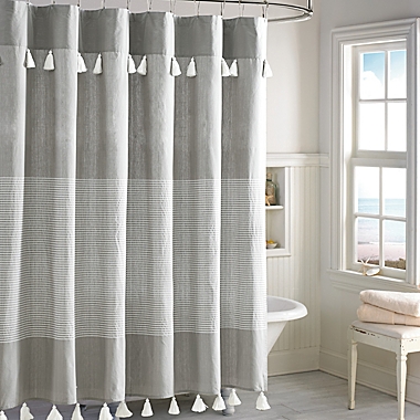 Peri Home 72-Inch x 72-Inch Panama Stripe Dyed Ground Shower Curtain in Grey. View a larger version of this product image.