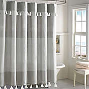 Peri Home 72-Inch x 72-Inch Panama Stripe Dyed Ground Shower Curtain in Grey