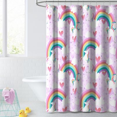 Waterproof Fabric Dog's Paw Prints Rainbow Wooden Board Shower Curtain Bath Mat 