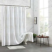DKNY Chenille Stripe Shower Curtain in White