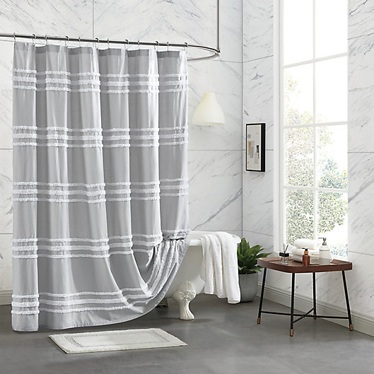 Alternate image 1 for DKNY Chenille Stripe Shower Curtain
