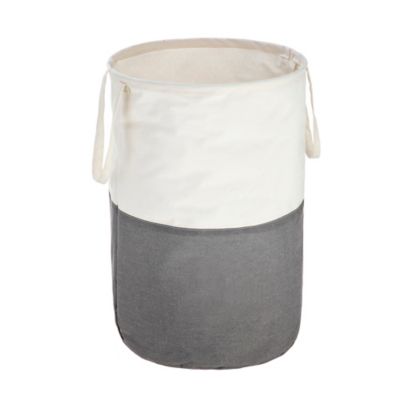 Squared Away&trade; Soft Sided Collapsible Laundry Hamper in White/Grey