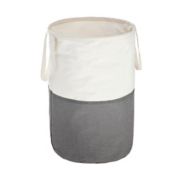 Squared Away&trade; Soft Sided Collapsible Laundry Hamper in White/Grey