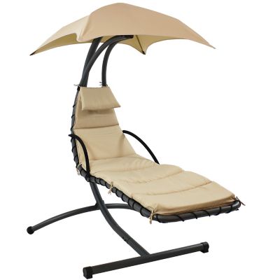 Sunnydaze Outdoor Floating Chaise Lounge with Canopy