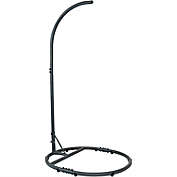 Sunnydaze 76-Inch Steel Hanging Egg Chair Stand with Round Base in Black