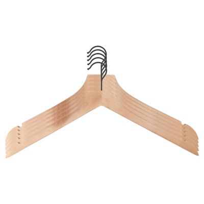 Squared Away&trade; Wood Hangers with Black Hook (Set of 5)
