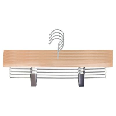 Squared Away&trade; Wood Skirt Clip Hangers in Blonde with Chrome Hardware (Set of 4)