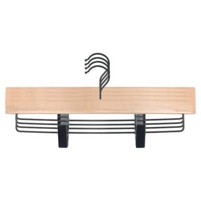 Squared Away&trade; Wood Skirt Clip Hangers with Black Hardware (Set of 4)