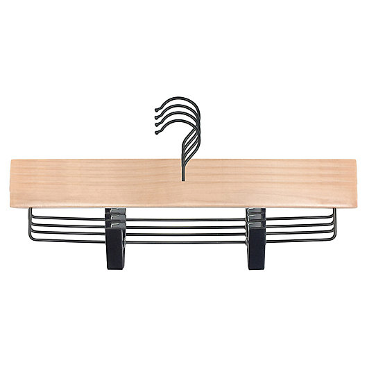 Alternate image 1 for Squared Away™ Wood Skirt Clip Hangers with Black Hardware (Set of 4)