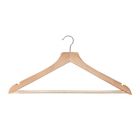 Alternate image 1 for Squared Away&trade; Wood Suit Hangers in Blonde with Pant Hanging Bar and Chrome Hook (Set of 4)