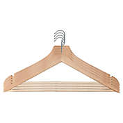 Squared Away&trade; Wood Suit Hangers in Black with Pant Hanging Bar and Black Hook (Set of 4)