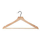 Alternate image 2 for Squared Away&trade; Wood Suit Hangers in Blonde with Pant Hanging Bar and Black Hook (Set of 4)