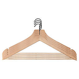 Squared Away™ Wood Suit Hangers in Blonde with Pant Hanging Bar and Black Hook (Set of 4)
