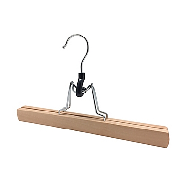 Squared Away&trade; Wood Pant/Skirt Clamp Hangers in Blonde with Chrome Hardware (Set of 4). View a larger version of this product image.