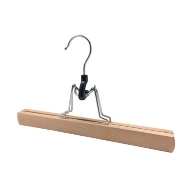 Squared Away&trade; Wood Pant/Skirt Clamp Hangers in Blonde with Chrome Hardware (Set of 4). View a larger version of this product image.