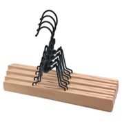 Squared Away&trade; Wood Pant/Skirt Clamp Hangers in Blonde with Black Hardware (Set of 4)
