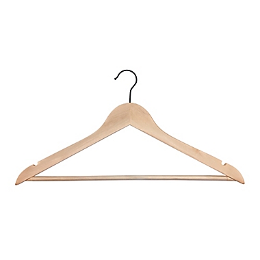 Simply Essential&trade; Wood Suit Hangers with Black Hooks (Set of 10). View a larger version of this product image.