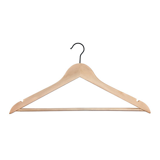 Alternate image 1 for Simply Essential™ Wood Suit Hangers with Black Hooks (Set of 10)