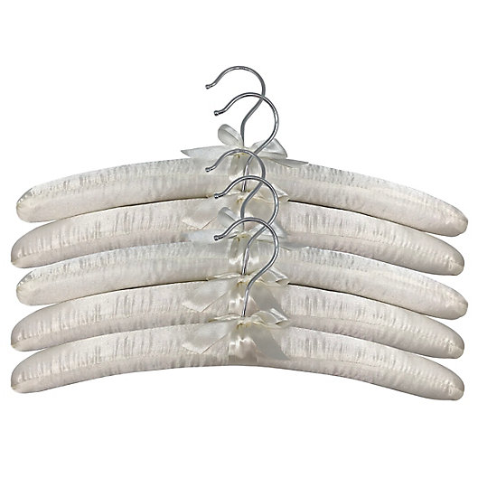 Alternate image 1 for Squared Away™ Satin Padded Hangers in Natural (Set of 5)