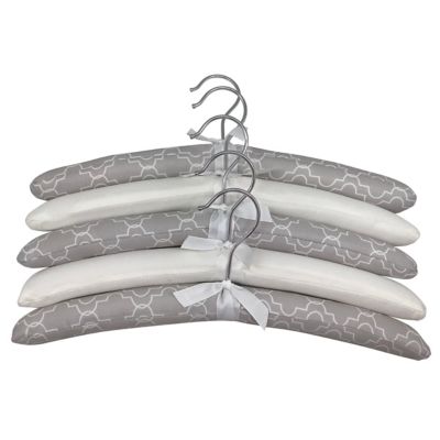 Squared Away&trade; Fabric Padded Hangers in Ivory/Bronze (Set of 5)