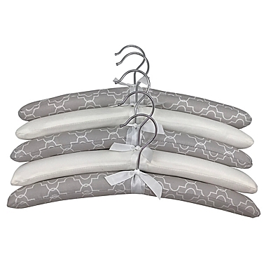 Squared Away&trade; Fabric Padded Hangers in Ivory/Bronze (Set of 5). View a larger version of this product image.