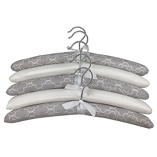 Alternate image 1 for Squared Away™ Fabric Padded Hangers in Ivory/Bronze (Set of 5)