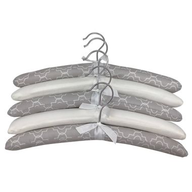 Squared Away&trade; Fabric Padded Hangers in Ivory/Bronze (Set of 5). View a larger version of this product image.