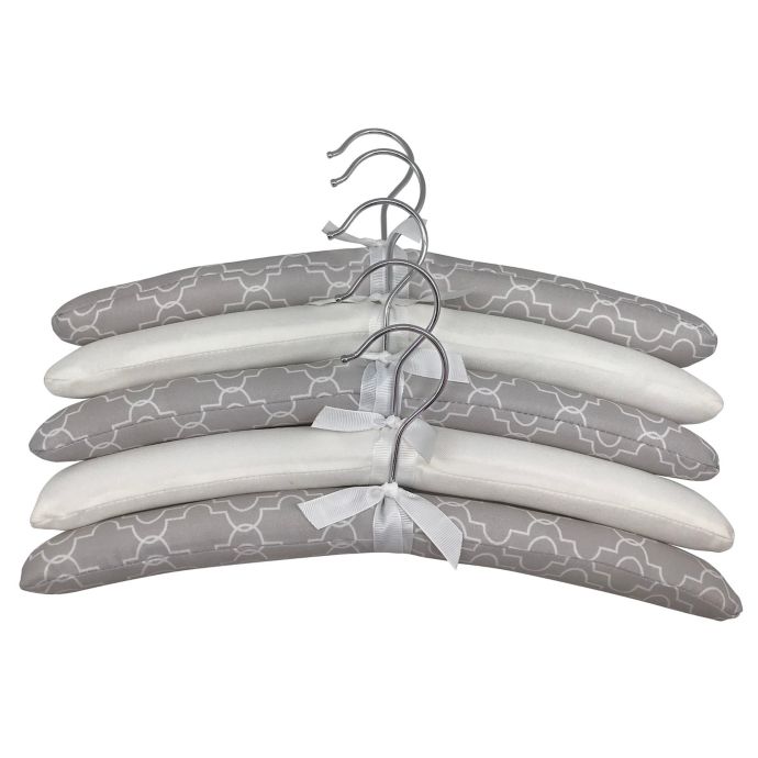 Squared Away™ Fabric Padded Hangers in Ivory/Bronze (Set of 5) Bed