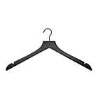Alternate image 1 for Squared Away&trade; Wood Hangers in Black with Black Hook (Set of 5)