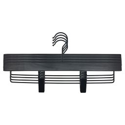 Squared Away™ Wood Skirt Clip Hangers in Black with Black Hardware (Set of 4)