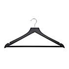 Alternate image 1 for Squared Away&trade; Wood Suit Hangers in Brown with Pant Hanging Bar and Chrome Hook (Set of 4)