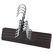 Squared Away&trade; Wooden Trouser Clamp Hangers in Brown with Chrome Hook (Set of 4)