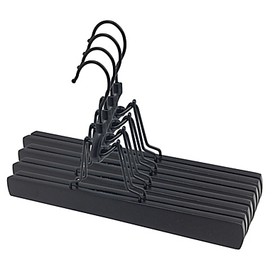 Squared Away&trade; Wooden Trouser Clamp Hangers in Brown/Black (Set of 4). View a larger version of this product image.