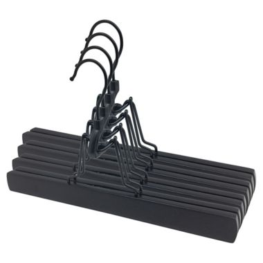 Squared Away&trade; Wooden Trouser Clamp Hangers in Brown/Black (Set of 4). View a larger version of this product image.