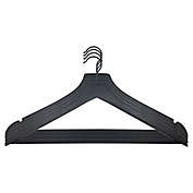 Squared Away&trade; Wood Suit Hangers in Black with Pant Hanging Bar and Black Hook (Set of 4)