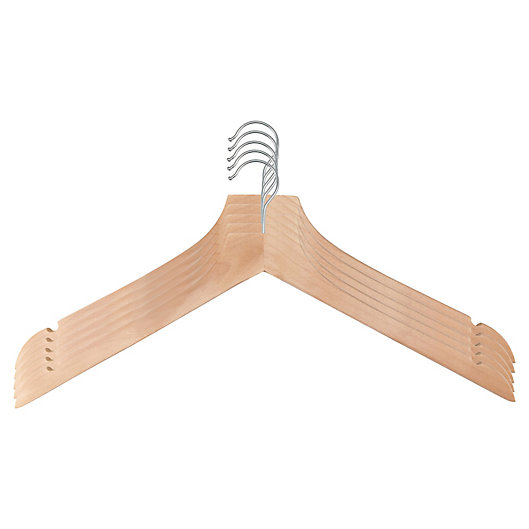 Alternate image 1 for Squared Away™ Wood Hangers (Set of 5)