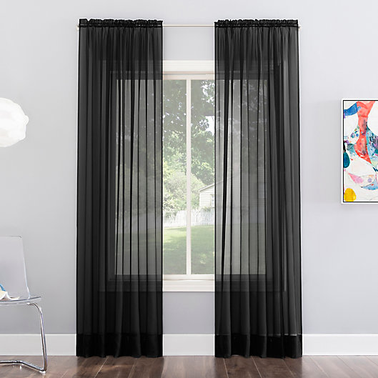 Alternate image 1 for No. 918® Calypso Sheer Voile 63-Inch Rod Pocket Curtain Panel in Black (Single)