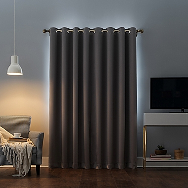 Sun Zero&reg; Oslo Extreme Total Blackout 108-Inch Grommet Curtain Panel in Gray (Single). View a larger version of this product image.