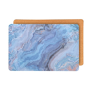 Dainty Home&reg; Marble Cork Metallic Rectangular Placemats in Blue (Set of 2). View a larger version of this product image.