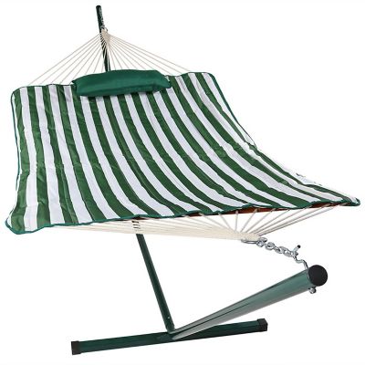 Sunnydaze Striped Rope Hammock with Stand