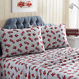 Kute Kids Fire Trucks Standard/Queen Pillowcases in Red (Set of 2)