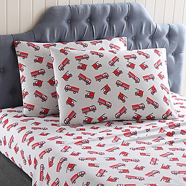Kute Kids Fire Trucks Standard/Queen Pillowcases in Red (Set of 2). View a larger version of this product image.