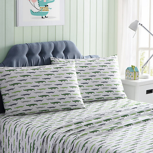 Alternate image 1 for Kute Kids Baby Gators Standard/Queen Pillowcases in Green (Set of 2)<br />