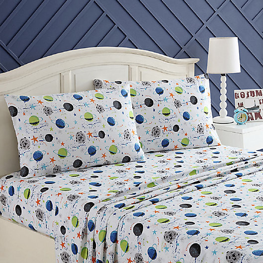 Alternate image 1 for Kute Kids Far Out Galaxy Standard/Queen Pillowcases in Green (Set of 2)